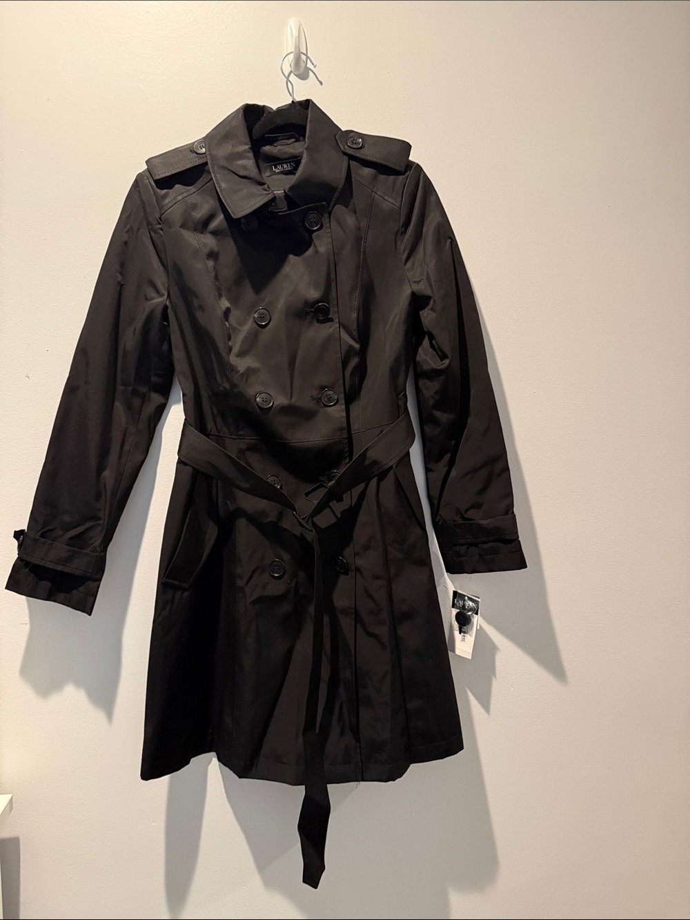 Polo by Ralph Lauren Black Double-Breasted Belted Trench